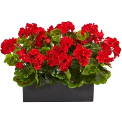 Nearly Natural Geranium Artificial Plant In Rectangular Planter, UV Resistant (Indoor/Outdoor), Red -Artificial Plant Shop GUEST 02e0d77d 3f1a 4415 9930 c0ddf2f5c623
