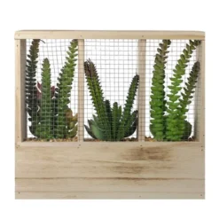 Northlight 11" Artificial Mixed Succulent Arrangement In A Wooden Planter Box -Artificial Plant Shop GUEST 0564bc02 1a13 44fc a39a 83595d1584ce