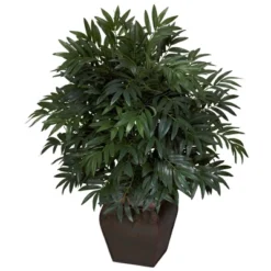 Nearly Natural Double Bamboo Palm With Decorative Planter Artificial Plant