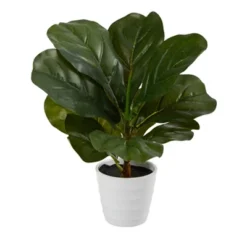 Nearly Natural 11-in Fiddle Leaf Artificial Plant In White Planter (Real Touch) -Artificial Plant Shop GUEST 0ef42f67 4101 4987 8c76 eac04408039a