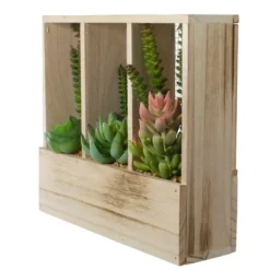 Northlight 11" Artificial Mixed Succulent Arrangement In A Wooden Planter Box -Artificial Plant Shop GUEST 11384a5e dd2a 458e a2d6 30f6f6d8fb84