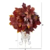 Nearly Natural 20-in Autumn Maple Leaf Artificial Plant In Metal Planter, Burgundy