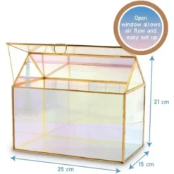 D'Eco Iridescent Glass House Planter Terrarium (10x6x8)- Tabletop Gold Geometric Terrarium - Home, Garden, Office Decor - Gift For Plant Lovers -Artificial Plant Shop GUEST 1a28e929 ac4f 45d5 aa2d e3478d6a526d