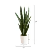 Nearly Natural 3-ft UV Resistant Artificial Sansevieria Snake Plant In White Decorative Planter (Indoor/Outdoor)