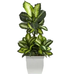 Nearly Natural 46-in Golden Dieffenbachia Artificial Plant In White Metal Planter -Artificial Plant Shop GUEST 2be33b5b 9e50 493e ae34 055876fff263
