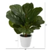 Nearly Natural 11-in Fiddle Leaf Artificial Plant In White Planter (Real Touch)