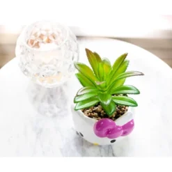 Silver Buffalo Sanrio Hello Kitty Face 3-Inch Ceramic Mini Planter With Artificial Succulent -Artificial Plant Shop GUEST 3844a439 6d18 4ff4 8de6 82aa1cba52f6