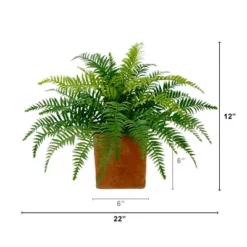Nearly Natural 22-in Artificial Fern Plant In Decorative Planter