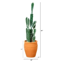 Nearly Natural 41-in Artificial Cactus In Terracotta Planter