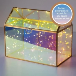 D'Eco Iridescent Glass House Planter Terrarium (10x6x8)- Tabletop Gold Geometric Terrarium - Home, Garden, Office Decor - Gift For Plant Lovers -Artificial Plant Shop GUEST 3d506863 7e3c 4d9c 8212 9f85b62963af