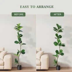 Whizmax Artificial Fiddle Leaf Fig Tree, Faux Trees With Fake Plants Fiddle Leaves Greenery With White Planter For Home Office Decor -Artificial Plant Shop GUEST 451efdd6 b3ba 467a 8c33 5162584c2b94