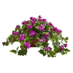 Nearly Natural Bougainvillea In Metal Planter, White -Artificial Plant Shop GUEST 4a1151d0 2357 4a40 a63c 480724517ba2