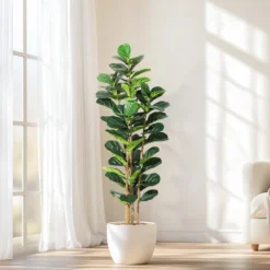 Whizmax Artificial Fiddle Leaf Fig Tree, Faux Trees With Fake Plants Fiddle Leaves Greenery With White Tall Planter For Home Office Decor -Artificial Plant Shop GUEST 4c0364b3 7f68 4e71 93f9 1df8e084fb9b