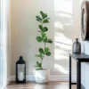 Whizmax Artificial Fiddle Leaf Fig Tree, Faux Trees With Fake Plants Fiddle Leaves Greenery With White Planter For Home Office Decor