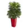 Nearly Natural 40-in Areca Palm Artificial Plant In Red Planter -Artificial Plant Shop GUEST 52c88dd1 8552 472a 9489 032fc45bde40