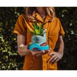 Silver Buffalo JAWS Shark 4-Inch Ceramic Mini Planter With Artificial Succulent -Artificial Plant Shop GUEST 52ee0bee 948b 4586 8748 d5e724241bc2