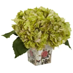 Nearly Natural Hydrangea Artificial Arrangement With Floral Planter, Pink -Artificial Plant Shop GUEST 6184aca4 4744 4594 9dbe 77deeb46654b