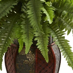 20" X 14" Artificial Boston Fern Plant In Decorative Planter Brown - Nearly Natural -Artificial Plant Shop GUEST 6299314d 88fa 4336 8b90 9c808c5dd3d4