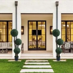 1pc Topiary Trees Artificial Outdoor, 35"/45" Milan Grass Ball Topiary Trees, Fake Greenery Tree With Planter Pot For Home, Office, Porch Decor -Artificial Plant Shop GUEST 6be44a4b 8252 4192 b560 1388a92dfa42