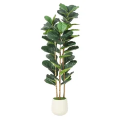 Whizmax Artificial Fiddle Leaf Fig Tree - Tall Faux Plant In White Planter, Realistic Greenery For Home & Office Decor, Fake Indoor Tree -Artificial Plant Shop GUEST 70504414 bd13 4580 895a 27c57efe95a2