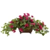 Nearly Natural Bougainvillea In Metal Planter, White