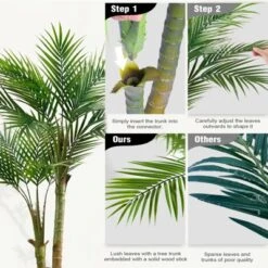 5ft Artificial Palm Tree In White Planter Faux Tropical Plant For Indoor Outdoor Office House Decor With 2 Trunks -Artificial Plant Shop GUEST 78533c8d 83f4 4844 94e9 561bfe5e6b17