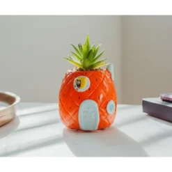 Nickelodeon Silver Buffalo SpongeBob Pineapple House 5-Inch Ceramic Planter With Artificial Succulent