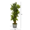 Nearly Natural 58-in Corn Stalk Dracaena Artificial Plant In Black Embossed Tin Planter (Real Touch)