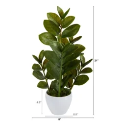 Nearly Natural 22-in Zamioculcas Artificial Plant In White Planter
