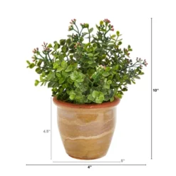Nearly Natural 10-in Eucalyptus And Sedum Succulent Artificial Plant In Ceramic Planter