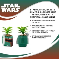 Silver Buffalo Star Wars Boba Fett Helmet 3-Inch Ceramic Mini Planter With Artificial Succulent -Artificial Plant Shop GUEST 8d38414d 2dbc 47c0 9be6 4730d480fdb9