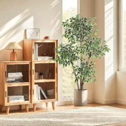 6ft Artificial Ficus Tree,Tall Faux Floor Plant With White Tall Planter White-Edged Leaves,Faux Greenery Tree For Garden Decor -Artificial Plant Shop GUEST b21a660f c49e 4fff 9593 87d223b6f961