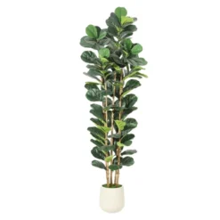 Whizmax Artificial Fiddle Leaf Fig Tree - Tall Faux Plant In White Planter, Realistic Greenery For Home & Office Decor, Fake Indoor Tree -Artificial Plant Shop GUEST b71929b3 4a48 43f9 9cb9 b32a3b17982f