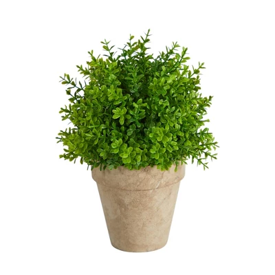 Nearly Natural 8-in Boxwood Artificial Plant In Decorative Planter 6 Nearly Natural 8-in Boxwood Artificial Plant In Decorative Planter - Image 4