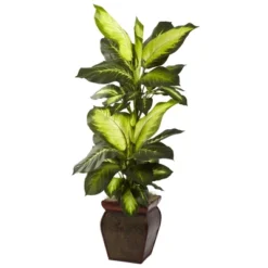 Nearly Natural 45-in Golden Dieffenbachia W/Decorative Planter