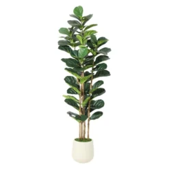 Whizmax Artificial Fiddle Leaf Fig Tree - Tall Faux Plant In White Planter, Realistic Greenery For Home & Office Decor, Fake Indoor Tree -Artificial Plant Shop GUEST c8068d5a 39b7 410e 88aa e8339284571e