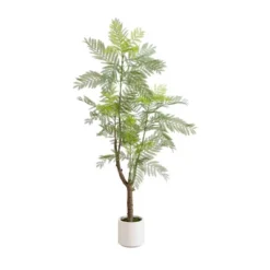 Nearly Natural 6-ft Artificial Jacaranda Tree In White Decorative Planter -Artificial Plant Shop GUEST df630926 c4ac 4aa3 be55 a95f44b5c774