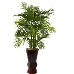 Nearly Natural 4-ft Areca With Bamboo Planter