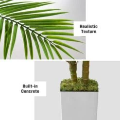 5ft Artificial Palm Tree In White Planter Faux Tropical Plant For Indoor Outdoor Office House Decor With 2 Trunks -Artificial Plant Shop GUEST e4f0a5ec 2cf6 415c a612 a1b5d7976237