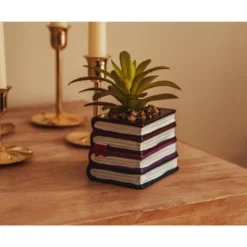 Silver Buffalo Harry Potter Book Stack 3-Inch Ceramic Planter With Artificial Succulent -Artificial Plant Shop GUEST ed9673ae f596 4d77 a25d a6471925bd3b