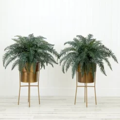 Nearly Natural 34-in Artificial River Fern Plant In Metal Planter With Stand DIY KIT (Set Of 2) -Artificial Plant Shop GUEST f37bd14e e7dc 48e2 b07b 67139cd7b690