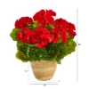 Nearly Natural 11-in Geranium Artificial Plant In Ceramic Planter UV Resistant (Indoor/Outdoor), Red -Artificial Plant Shop GUEST fab12602 de01 445b b0db f75ff0fe2026