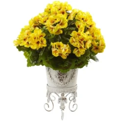 Nearly Natural Geranium With Metal Planter UV Resistant (Indoor/Outdoor), Beauty -Artificial Plant Shop GUEST ff1af310 5e62 4a2d b4ec 1ec688429ca4